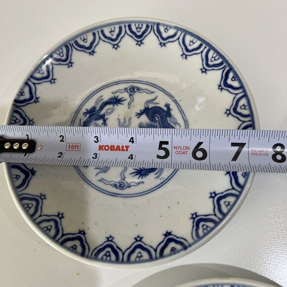 Pier 1 Imports Plates Chinese Blue Double Dragons Set of 4 (2 ~8.75" & 2 ~ 7.5") - Picture 5 of 16